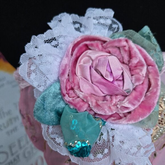 Handmade Tube Top Embroidered Sequins Flowers Vintage Romantic Blouse - Picture 10 of 13